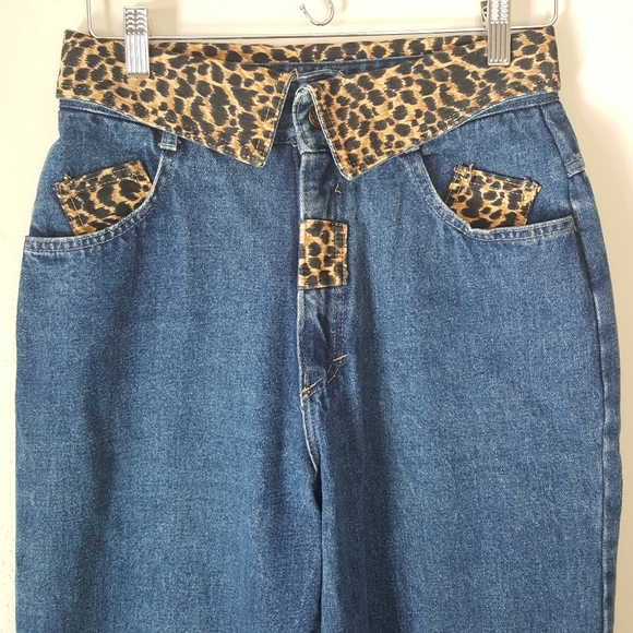 Cap Ferrat Denim - Vintage 1980's Cap Ferrat High Rise Leopard Detail Jeans